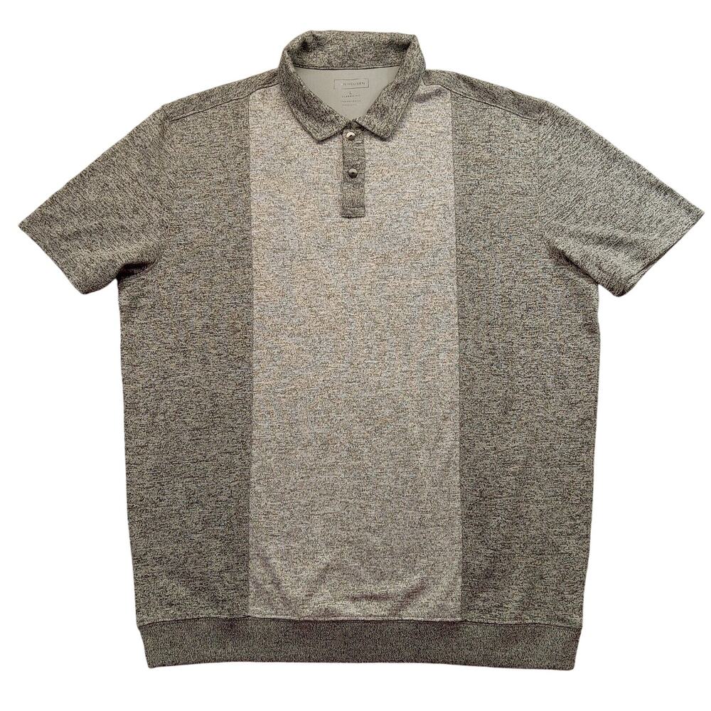 Van Heusen Polo Shirt L Men's Classic Fit Grey Short Sleeve 2 Button Polyester